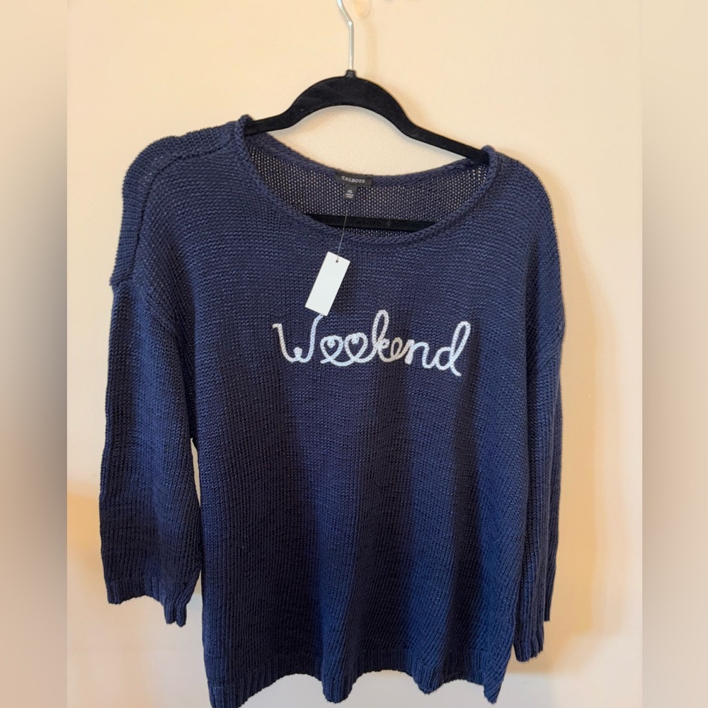 NWT Talbots Weekend Navy Blue Sweater. Sz. XL
